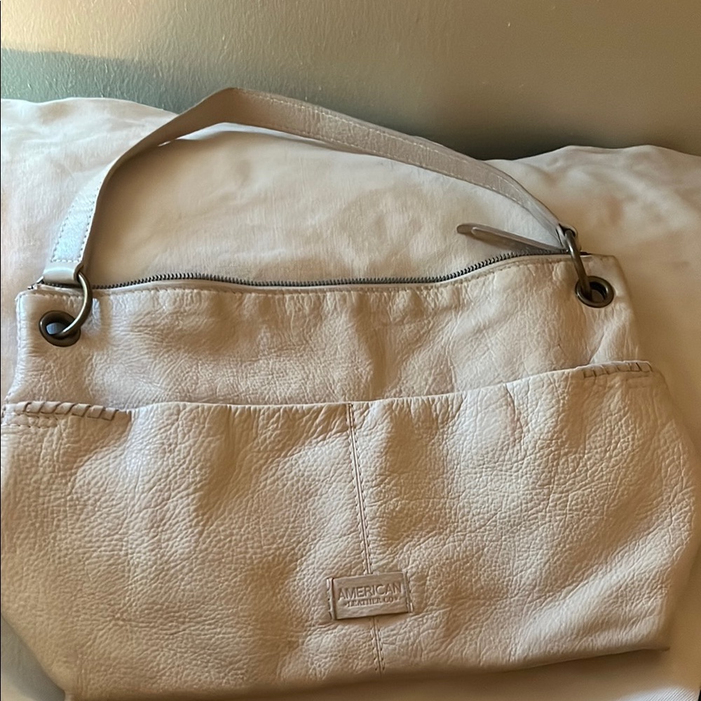 White Shoulder Bag - Genuine Leather -